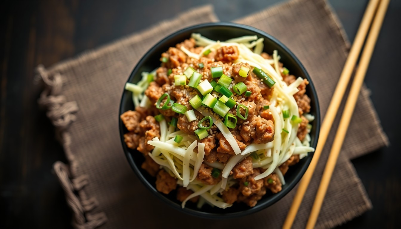 Keto Beef Egg Roll Slaw