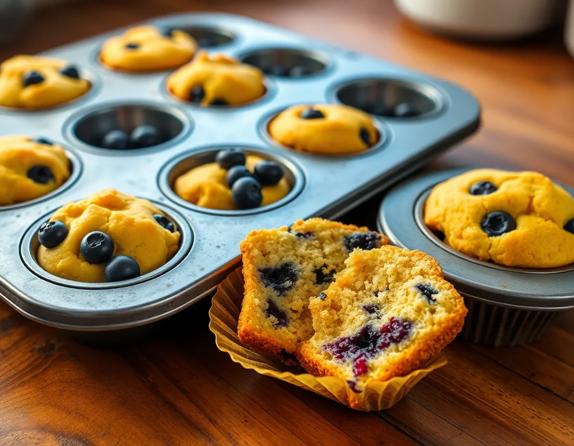 Freshly baked keto blueberry muffins