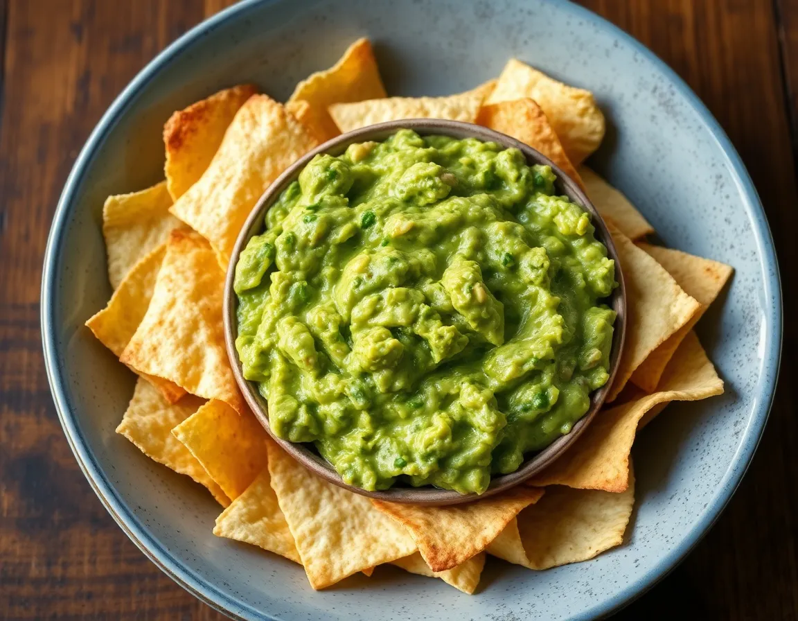 Easy Guacamole with Cheese Chips