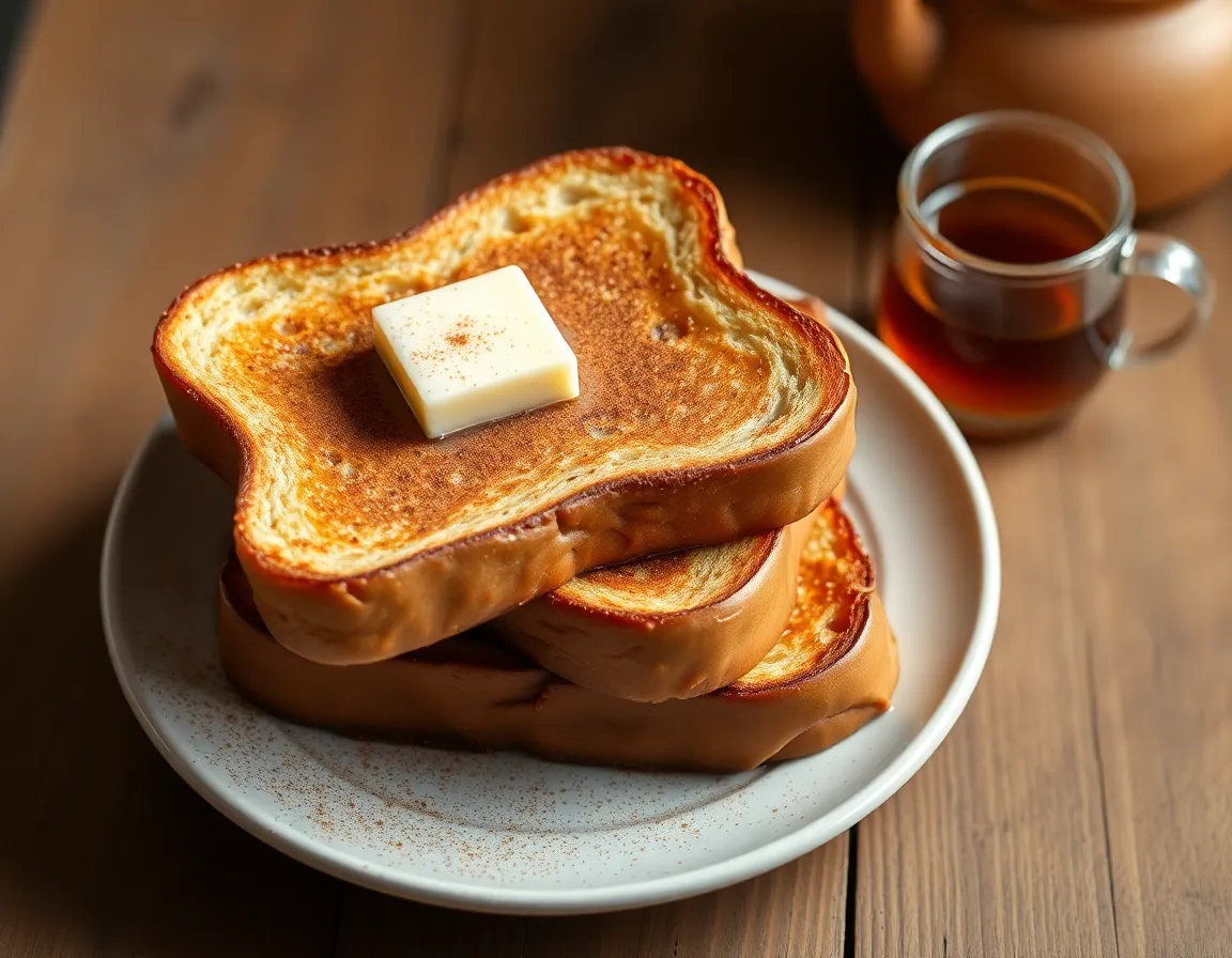 Keto french toast stacked with cinnamon and butter